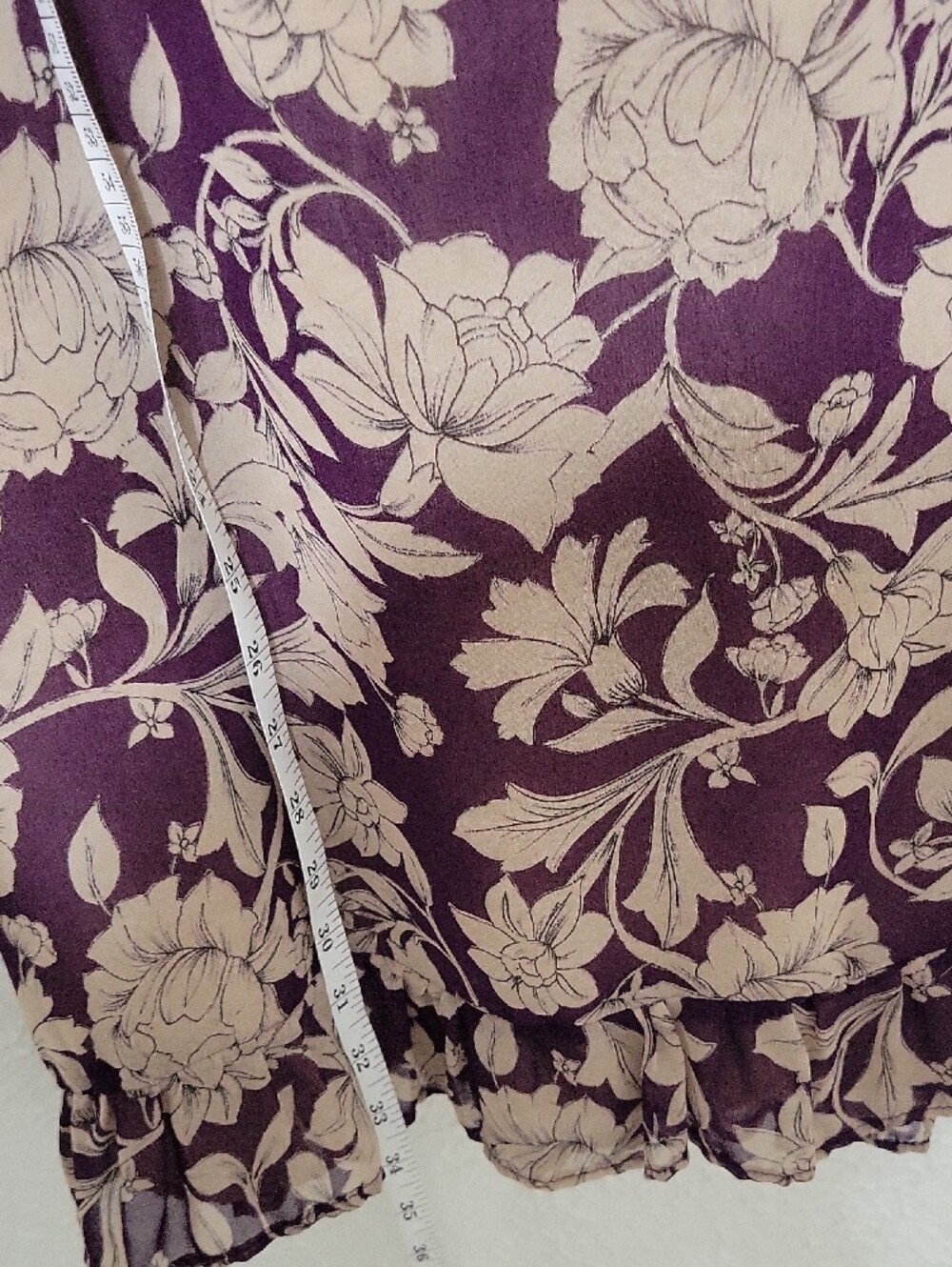 Zara Plum Floral Ruffle Long Sleeve Dress - Picture 4 of 4